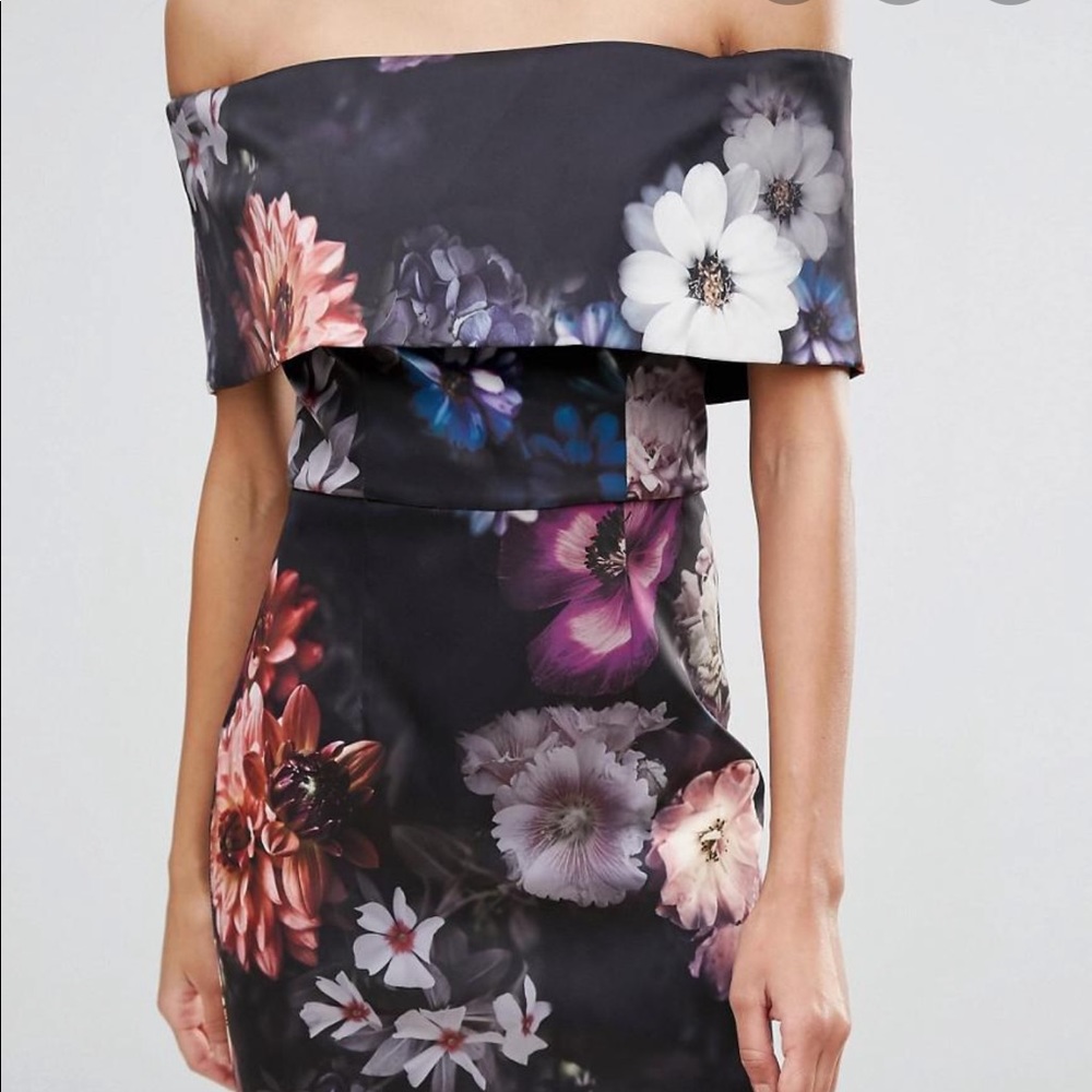 ASOS tall deep fold off the shoulder midi dress 6
